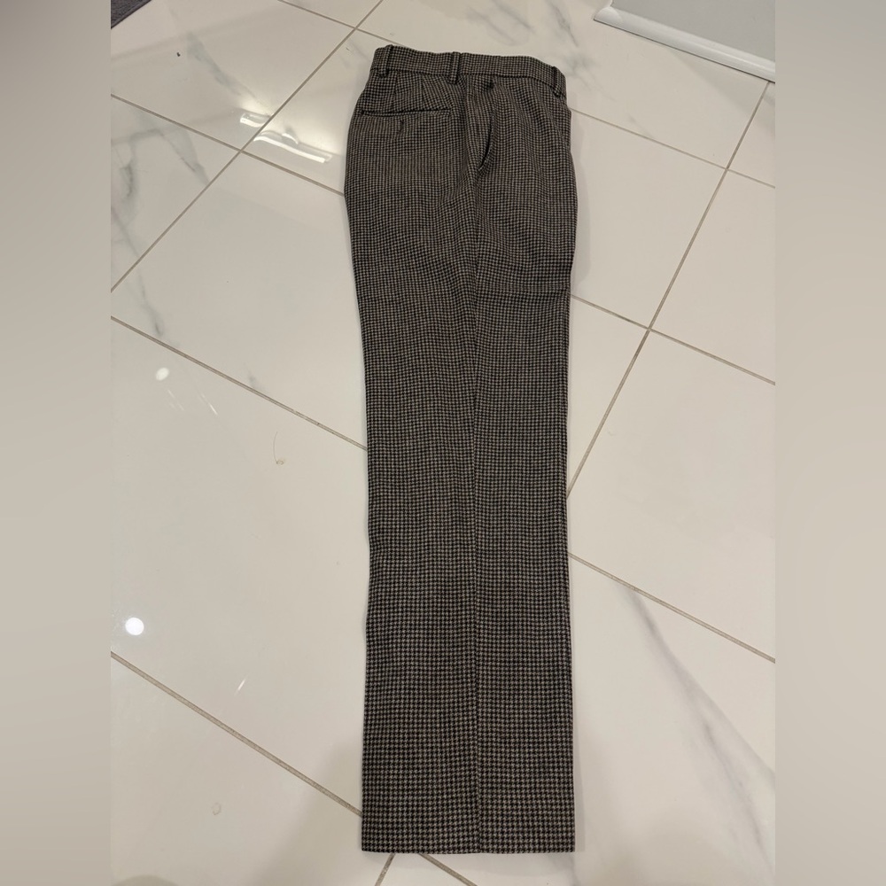 Club Monaco Men’s Brown and Beige Houndstooth Wool Trousers